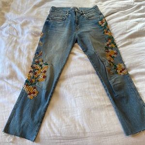 Free People Embroidered Denim